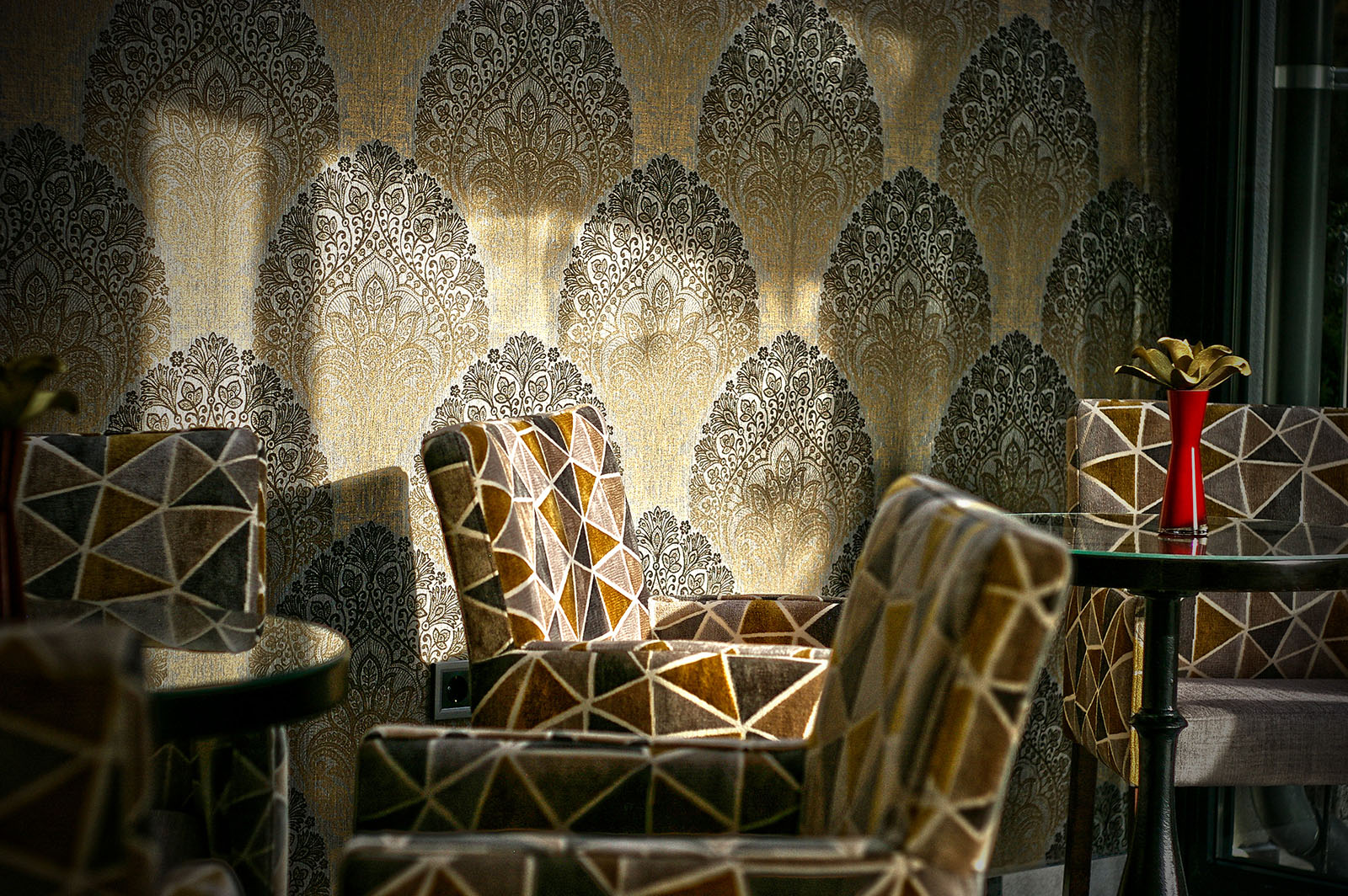 Winter garden with the afternoon sunlight