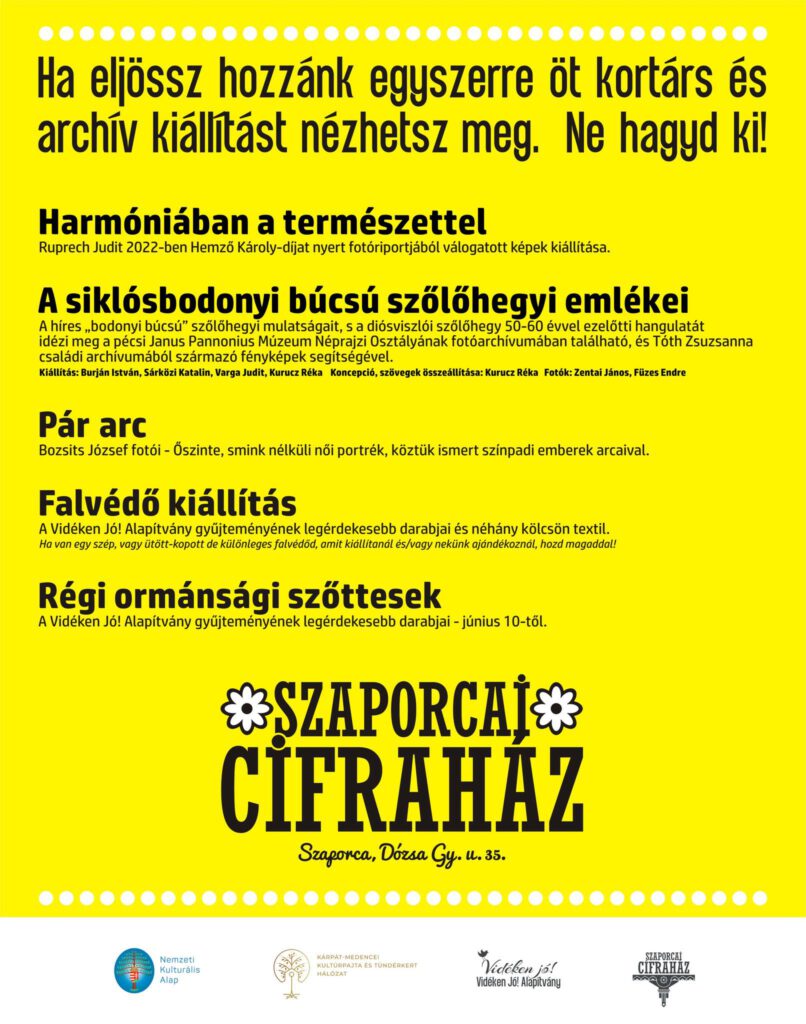 Szaporcai Cifraház - 2023.06 havi kiállítások