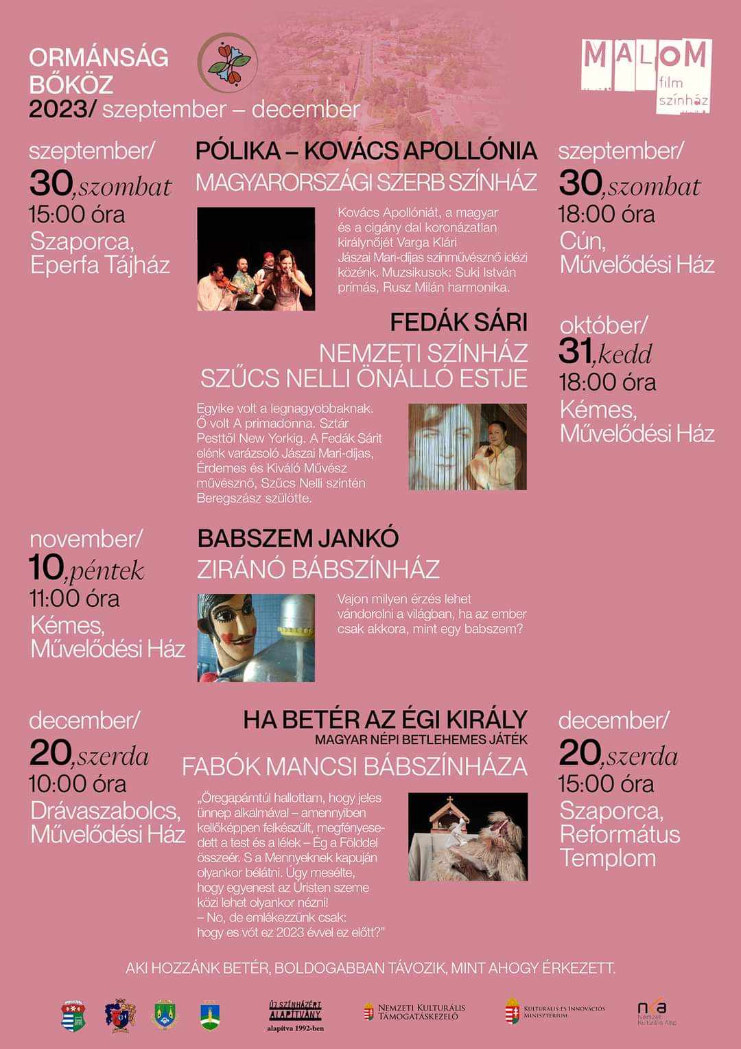 2023 ősz, tél - programlehetőségek az Ormánságban - plakát