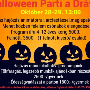 Halloween party és sátahajózás a Dráván - plakát