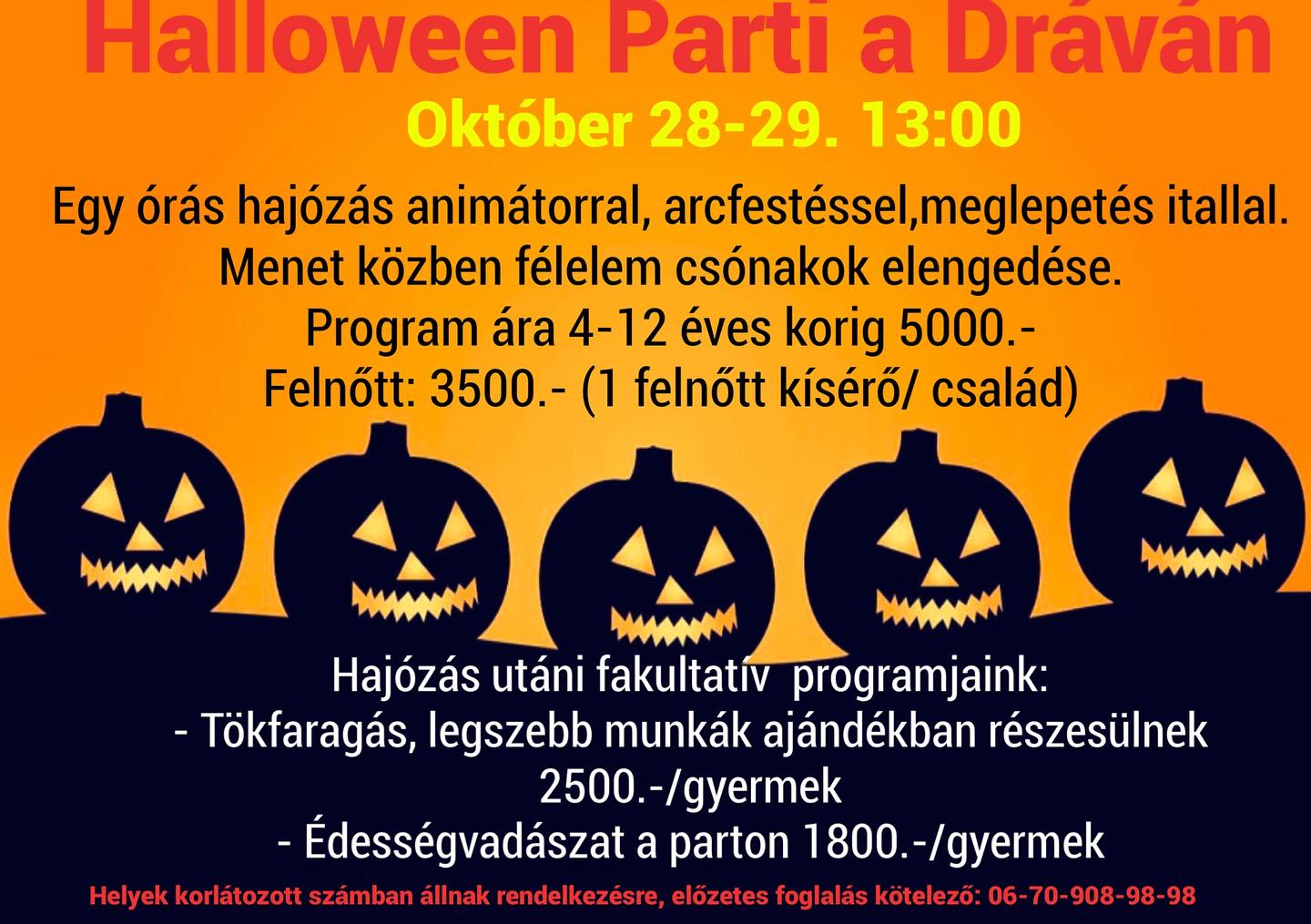 Halloween party és sátahajózás a Dráván - plakát