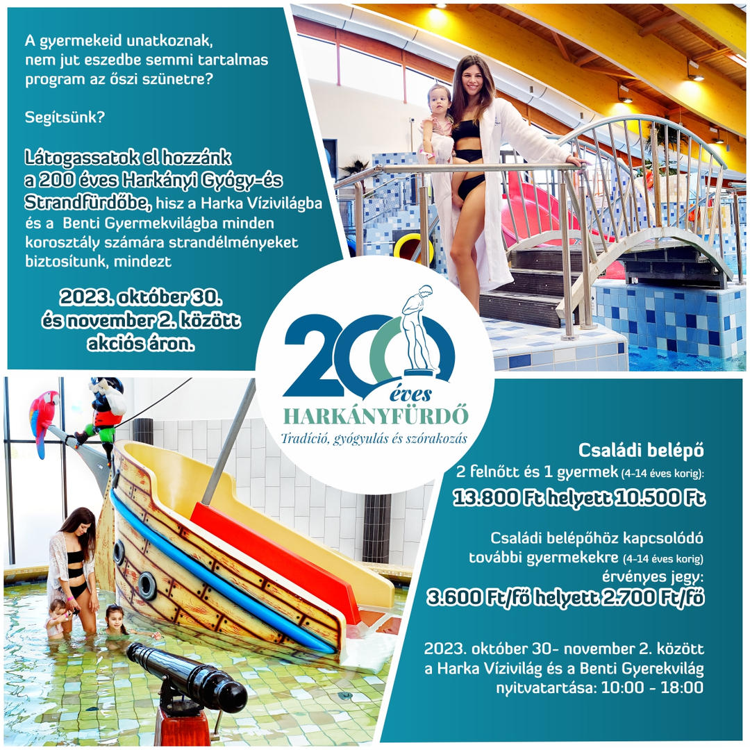 Őszi szünet programok és akciók a Harkányi Gyógy- és Strandfürdőben, 2023