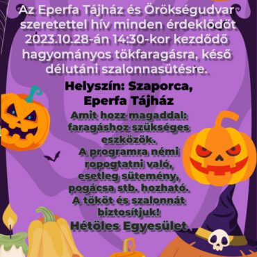 Tökfaragás az ormánsági Eperfa Tájházban - 2023 - plakát