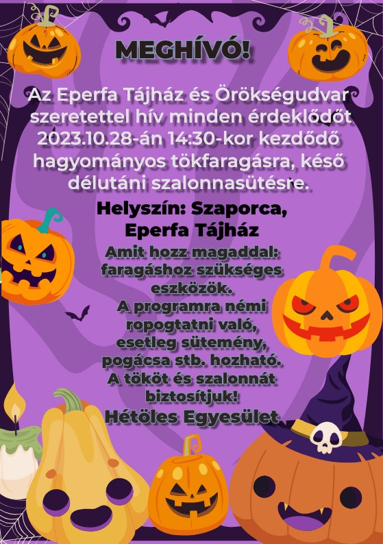 Tökfaragás az ormánsági Eperfa Tájházban - 2023 - plakát