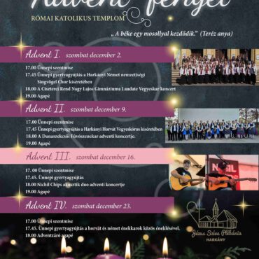 Vallás és advent Harkányban, Jézus Szíve Plébánia, 2023, plakát