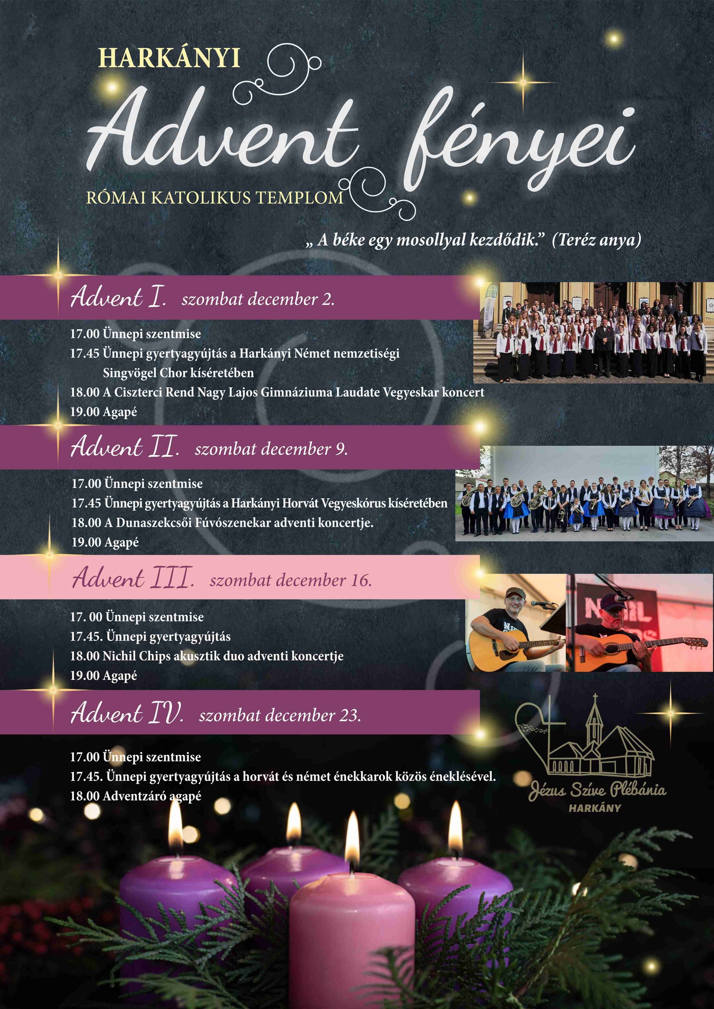 Vallás és advent Harkányban, Jézus Szíve Plébánia, 2023, plakát