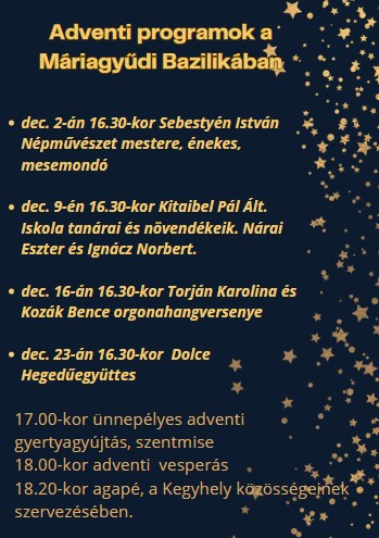 Advent Máriagyűdön 2023 - plakát