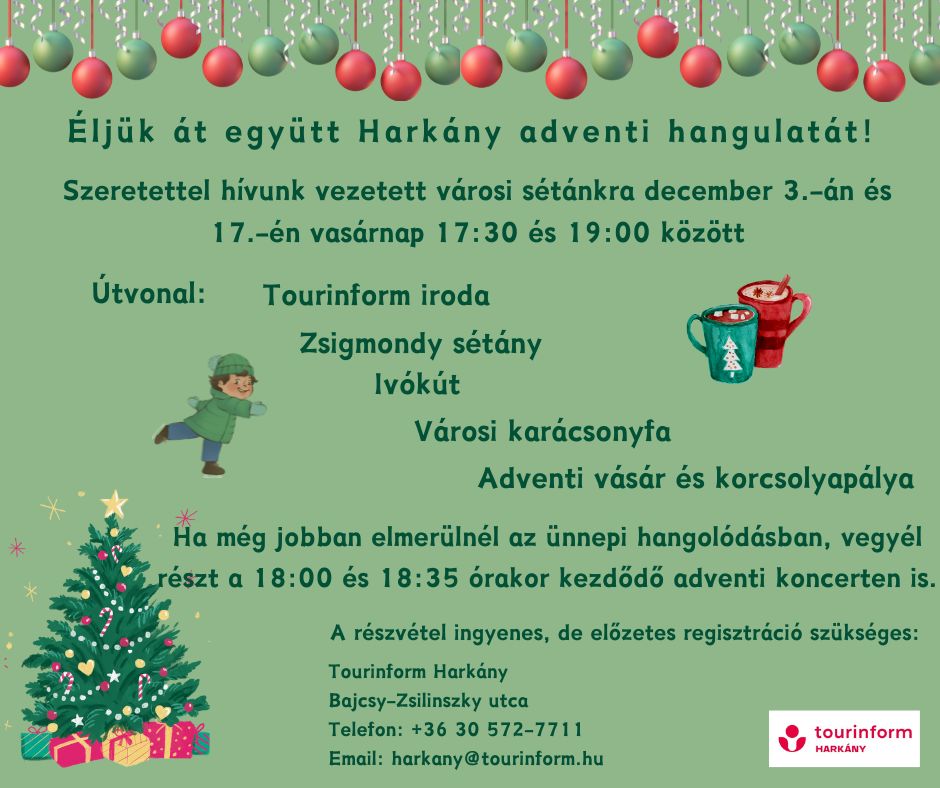 Vezetett adventi séta Harkányban - 2023 - plakát