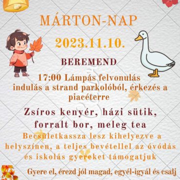 Lámpás felvonulás és Márton-nap Beremenden, 2023.11.10. - plakát