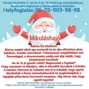 Hajózz a Mikulással a Dráván - 2023 - plakát