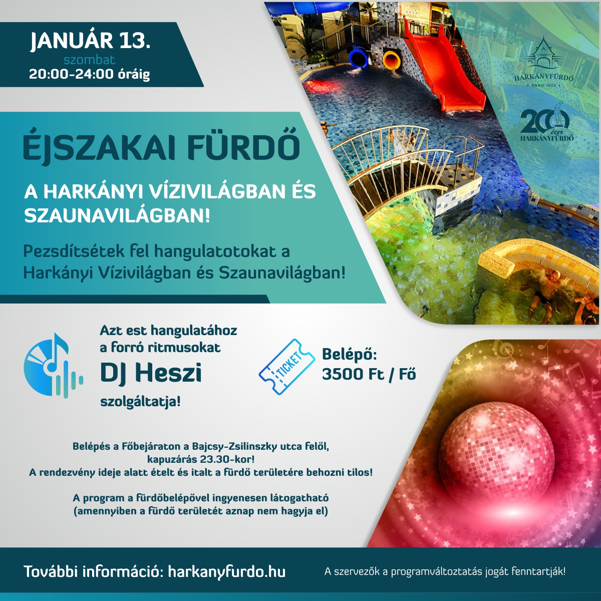 Éjszakai fürdőzés Harkányban - 2024.01.13. - plakát