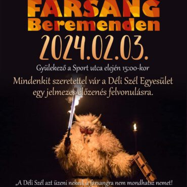 Farsang és télűzés Beremenden - 2024.02.03. - plakát
