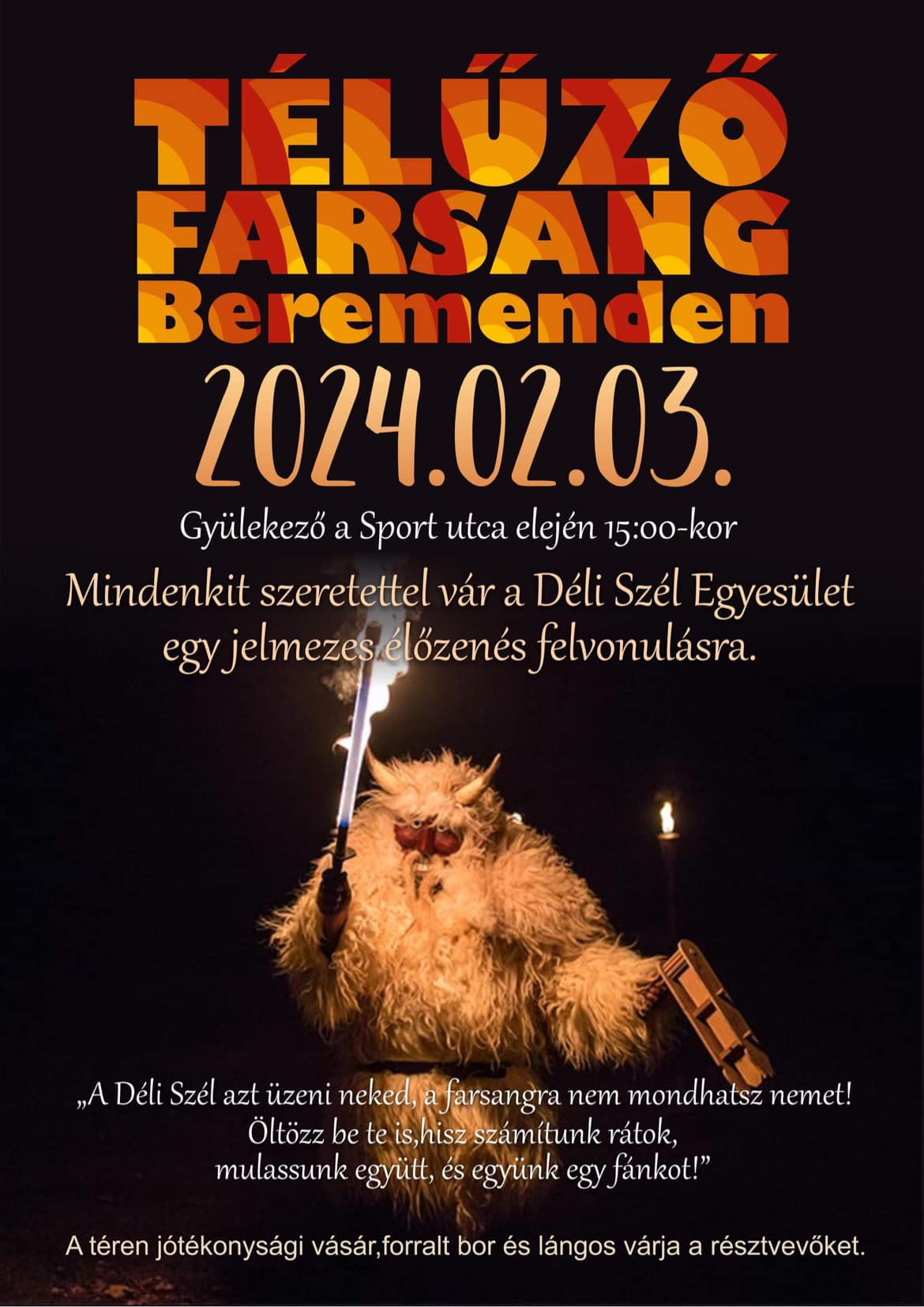 Farsang és télűzés Beremenden - 2024.02.03. - plakát