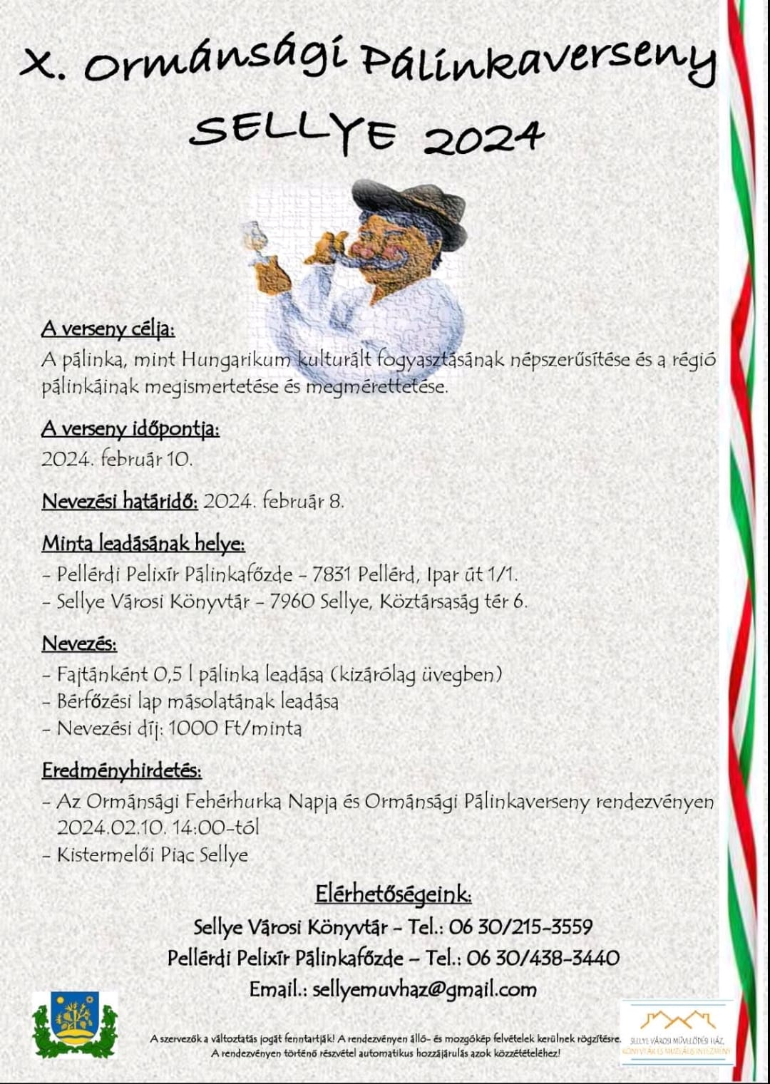 Pálinkaverseny Sellyén, 2024.02.10. - plakát