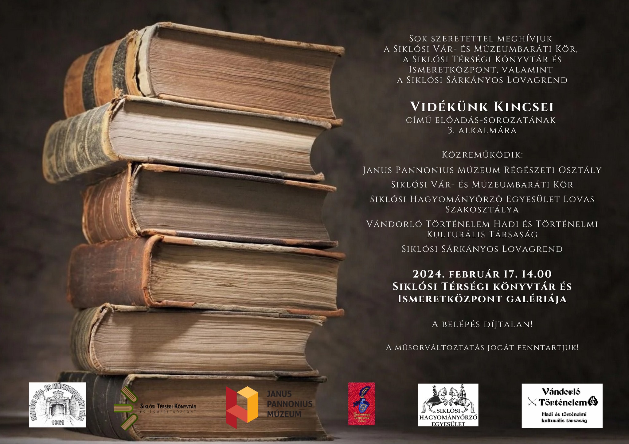 Vidékünk Kincsei 2024 - 3. alkalom, Siklósi Könyvtár, plakát