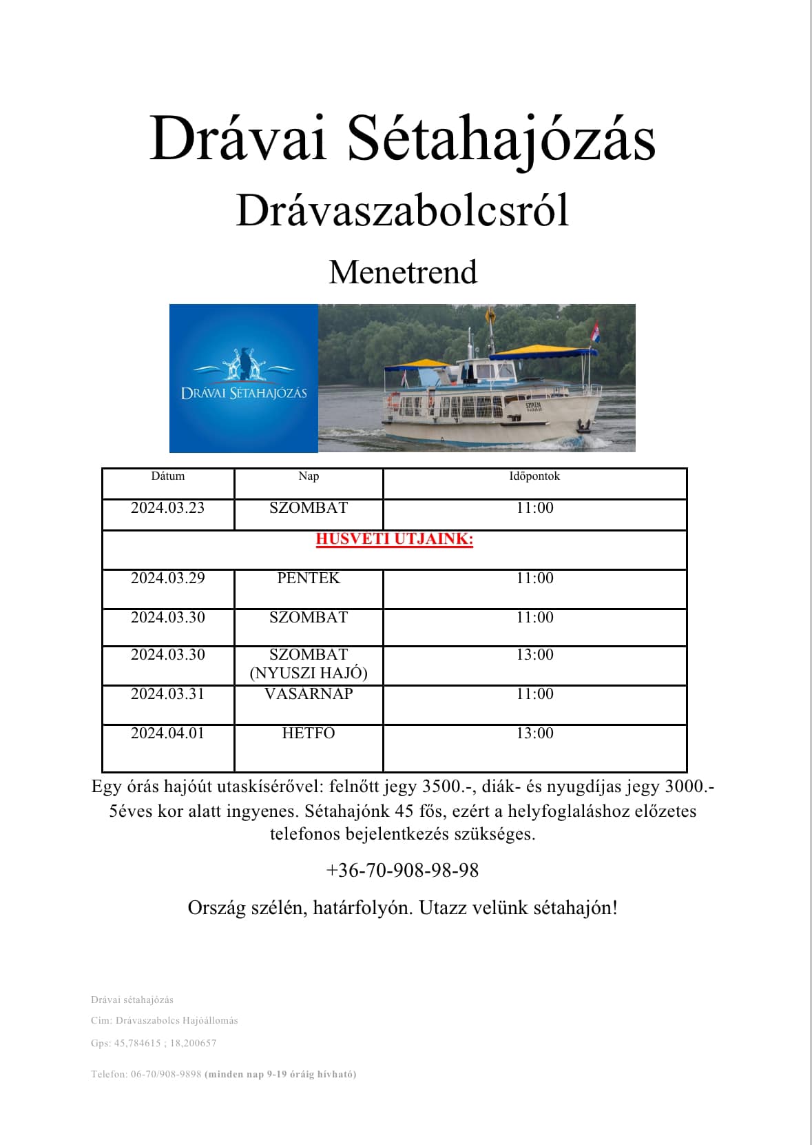 Sétahajózás a Dráván, 2023.03.