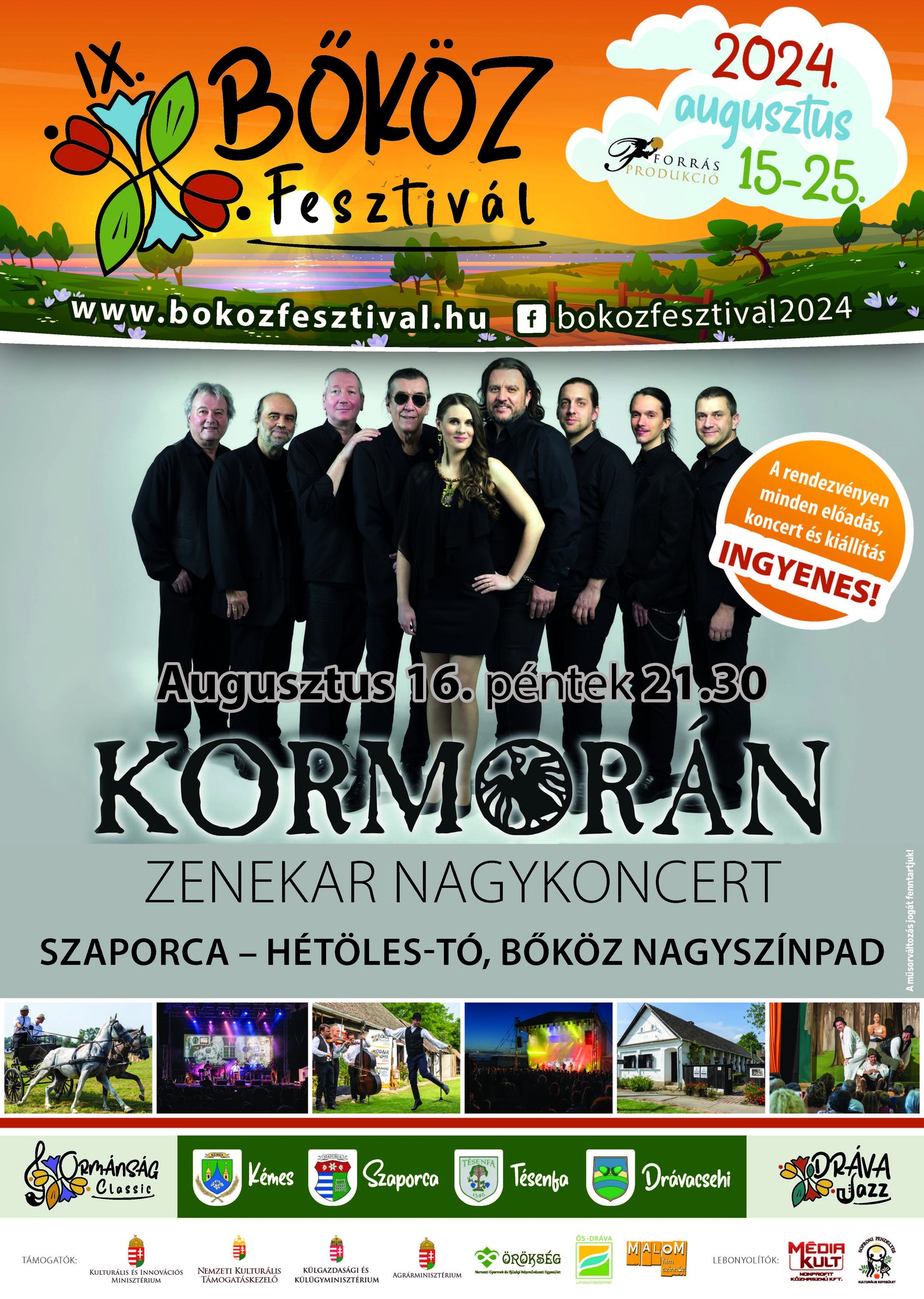 Kormorán koncert 2024.08.16-án Szaporcán a Bőköz Fesztiválon