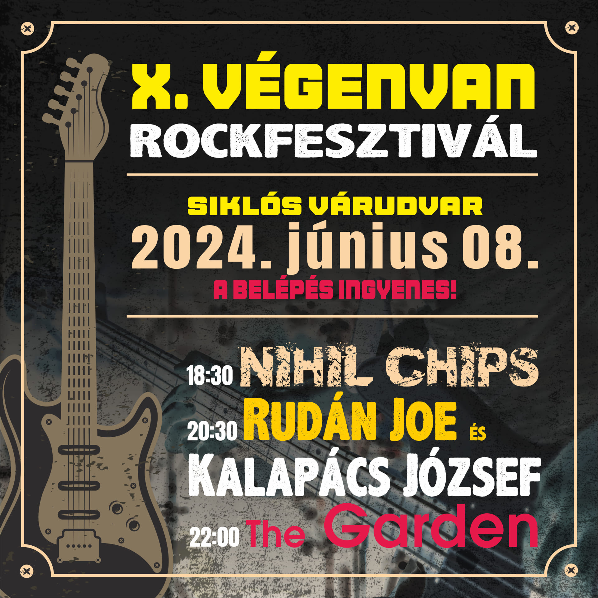Rockfesztivál Siklóson, Rudán Joe és Kalapács József fellépésével, 2024