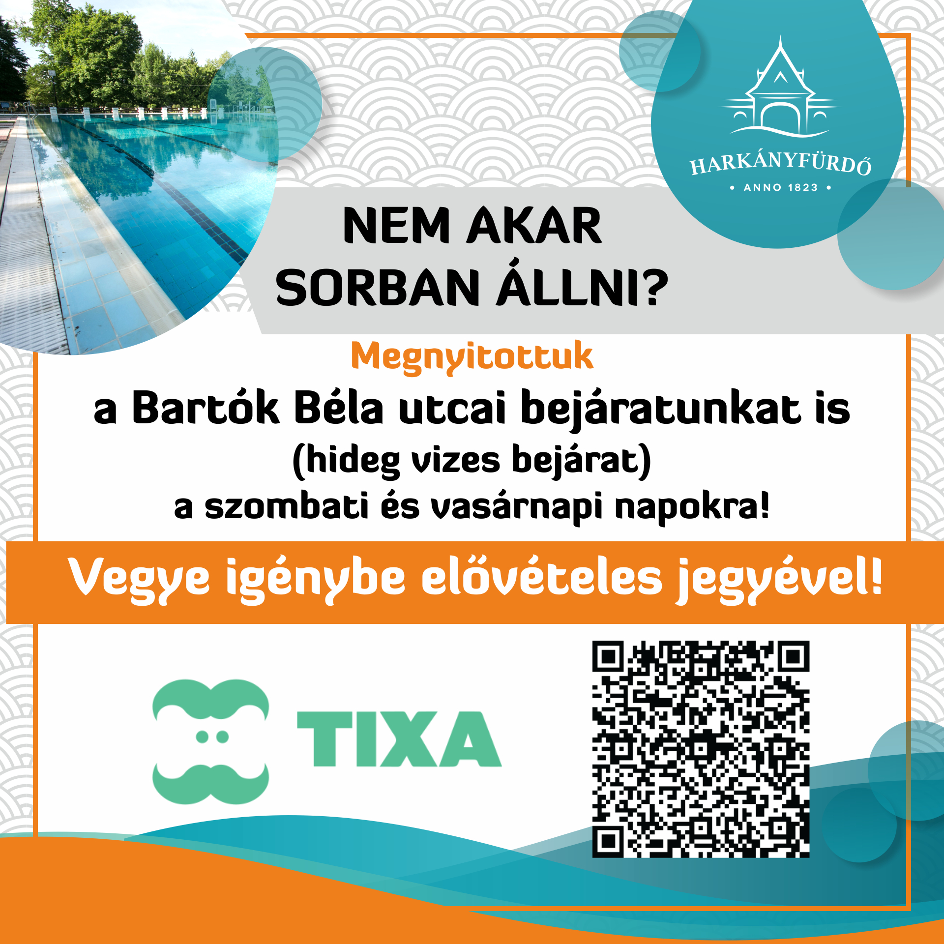 Harkányi Strand- és Gyógyfürdő, elővételes jeggyel már a Bartók Béla utca felőli bejáraton is megközelíthető