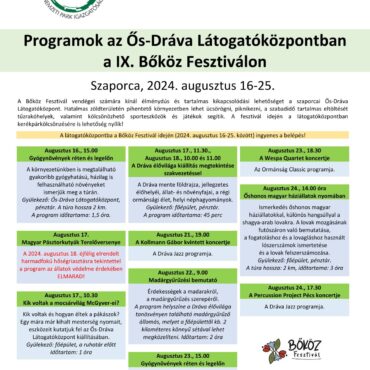 Bőköz Fesztivál 2024 - az Ős-Dráva Látogatóközpont programjai