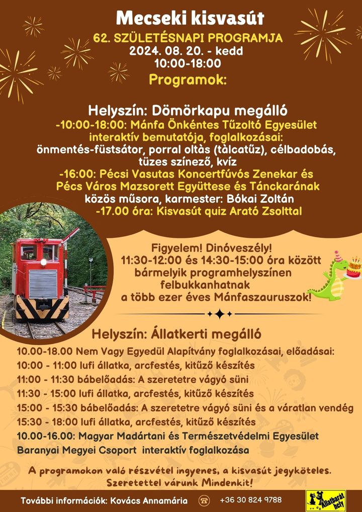 Mecseki Kisvasút születésnapja, 2024.08.20., családi programokkal