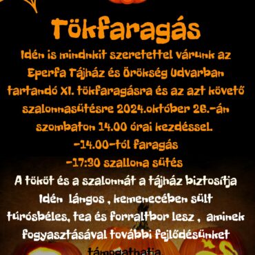 Tökfaragás Szaporcán, az Eperfa Tájházban, szalonnasütéssel