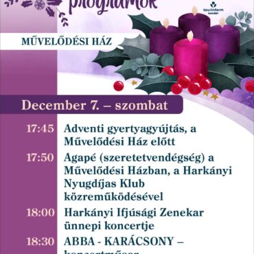 Advent Harkányban, 2024.12.07., ABBA karácsonyi koncert, agapé, szentmise, Harkányi Ifjúsági Zenekar