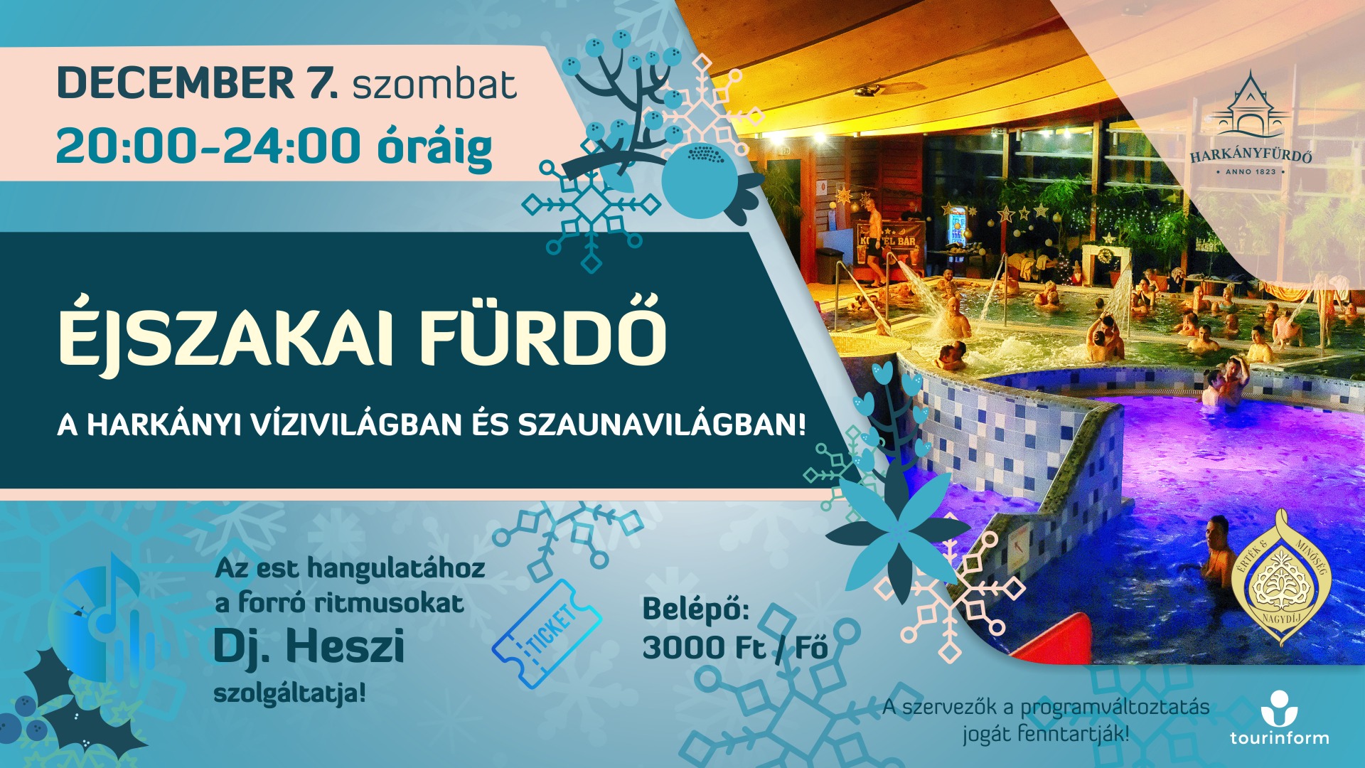 Éjszakai fürdő Harkányban - Mikulásváró hangulatban - 2024.12.07.