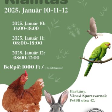 Állati kiállítás Harkányban - baromfi, galamb, nyúl , szárnyas, díszmadár minden mennyiségben, 2025.01.10 - 12. között