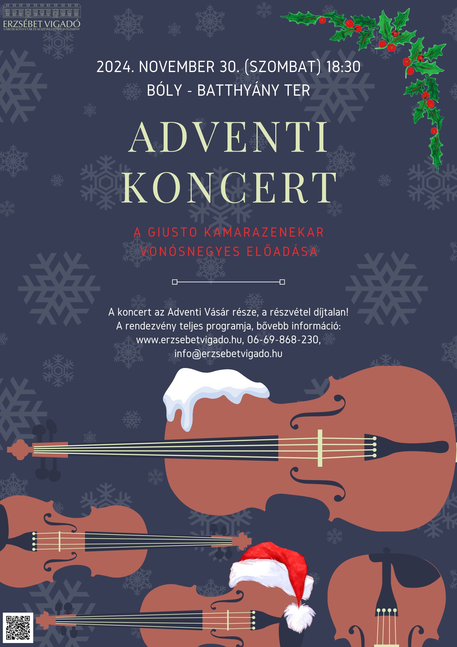 Giusto koncert, vonósnégyes Bólyban az adventi vásár részeként 2024.11.30.