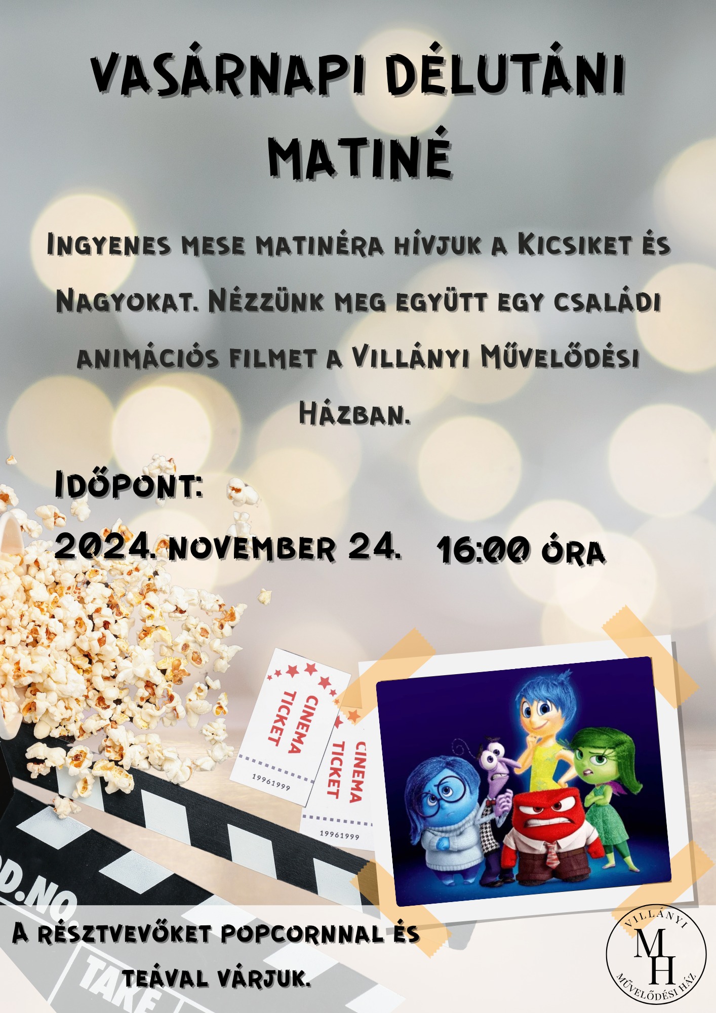 Matiné Villányban, 2024.11.24., 16:00-tól, filmvetítéssel