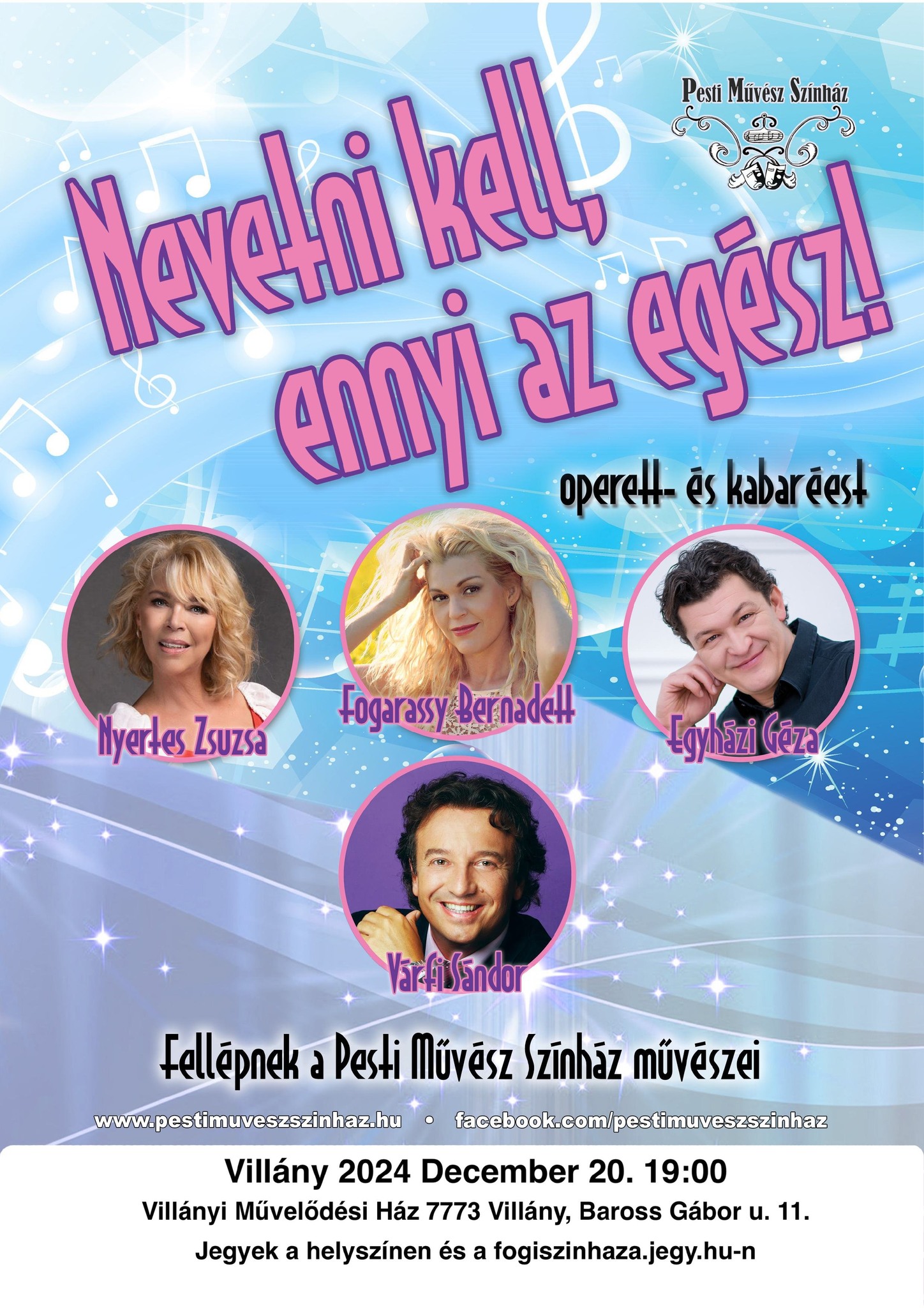 Klasszikus kabaré és operett est Villányban - 2024.12.20. - a Pesti Művész Színház színészeivel, többek közt Nyertes Zsuzsával