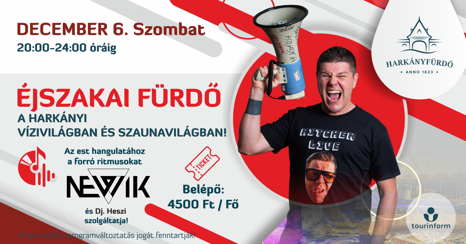 Éjszakai fürdőzés Harkányban NEWIK-kal, 2025.12.06.