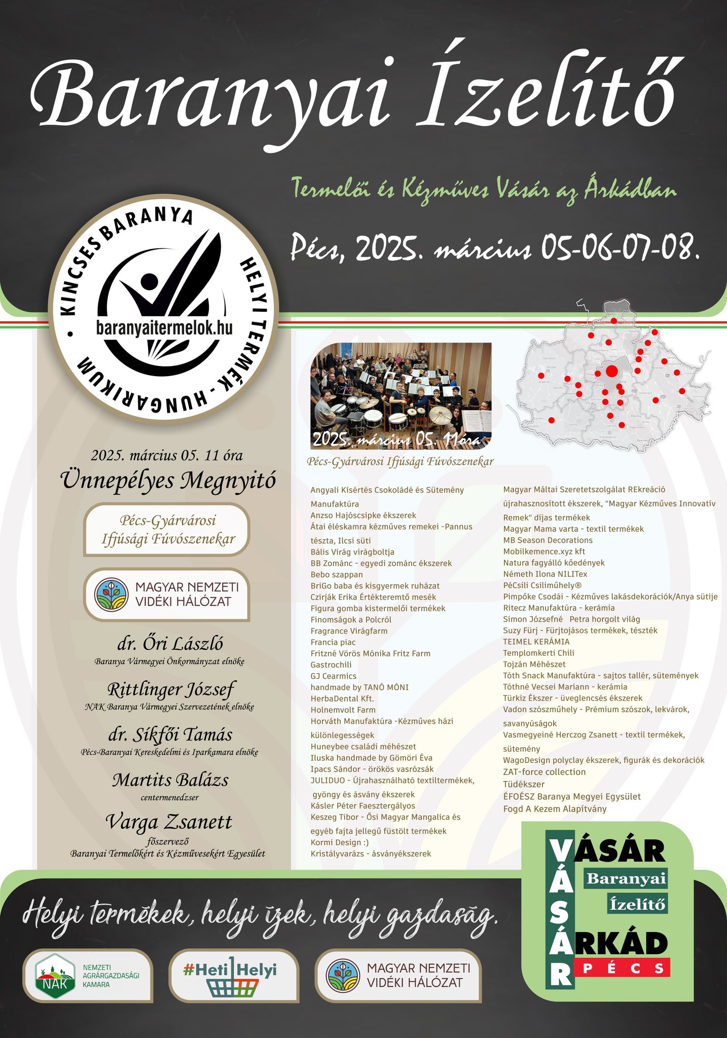 Baranyai Ízelítő, Pécs, Árkád, 2025.03.05-08. között, 45 kiállító termékeivel