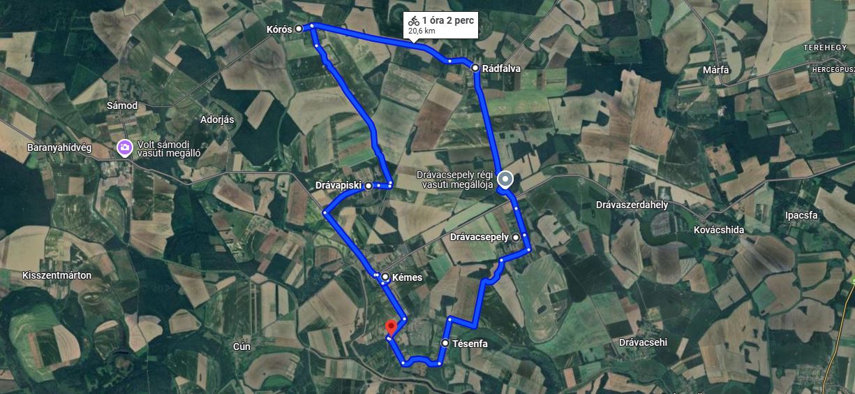 Ormánsági kerékpártúra útvonal, 2025.03.16.