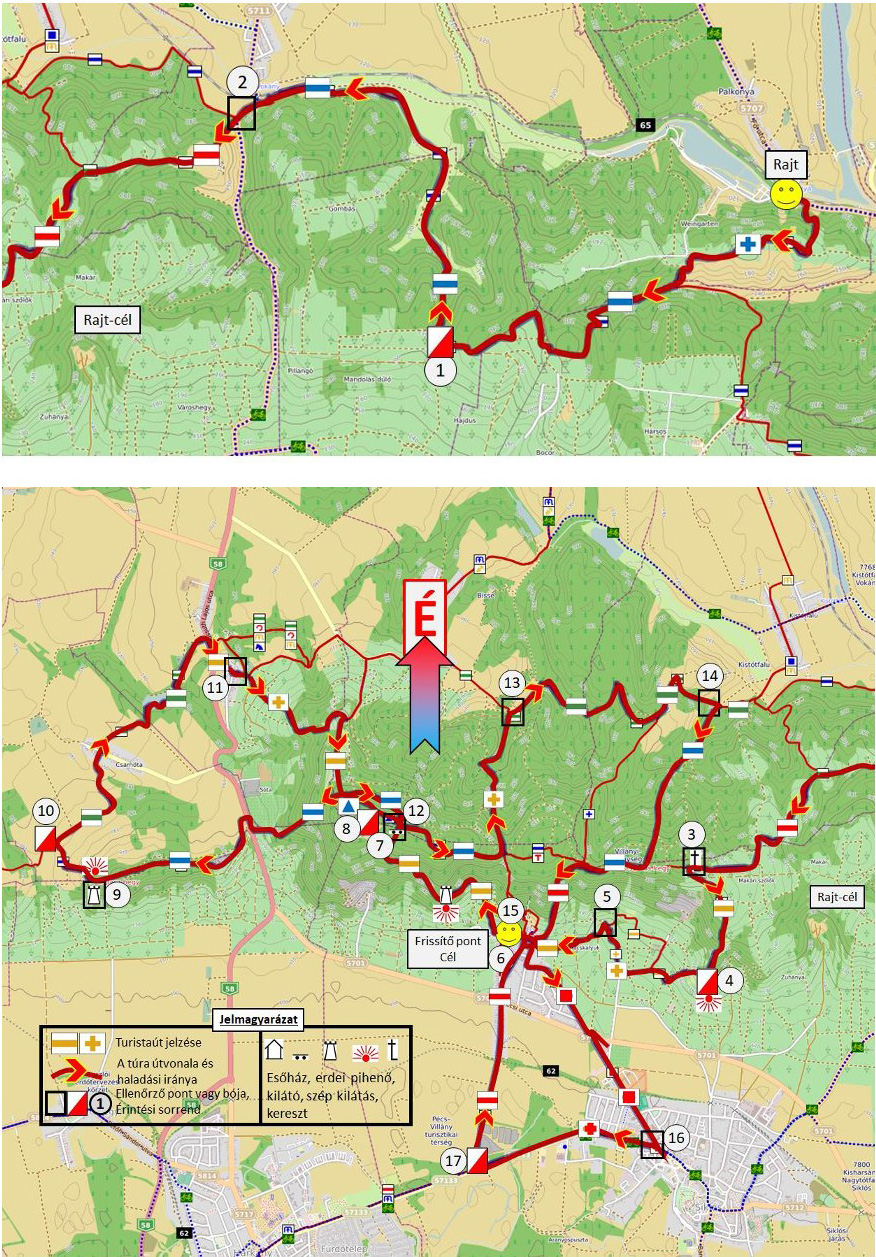 Tenkes Teljesítménytúra 2025 - 50 km-es táv térképe