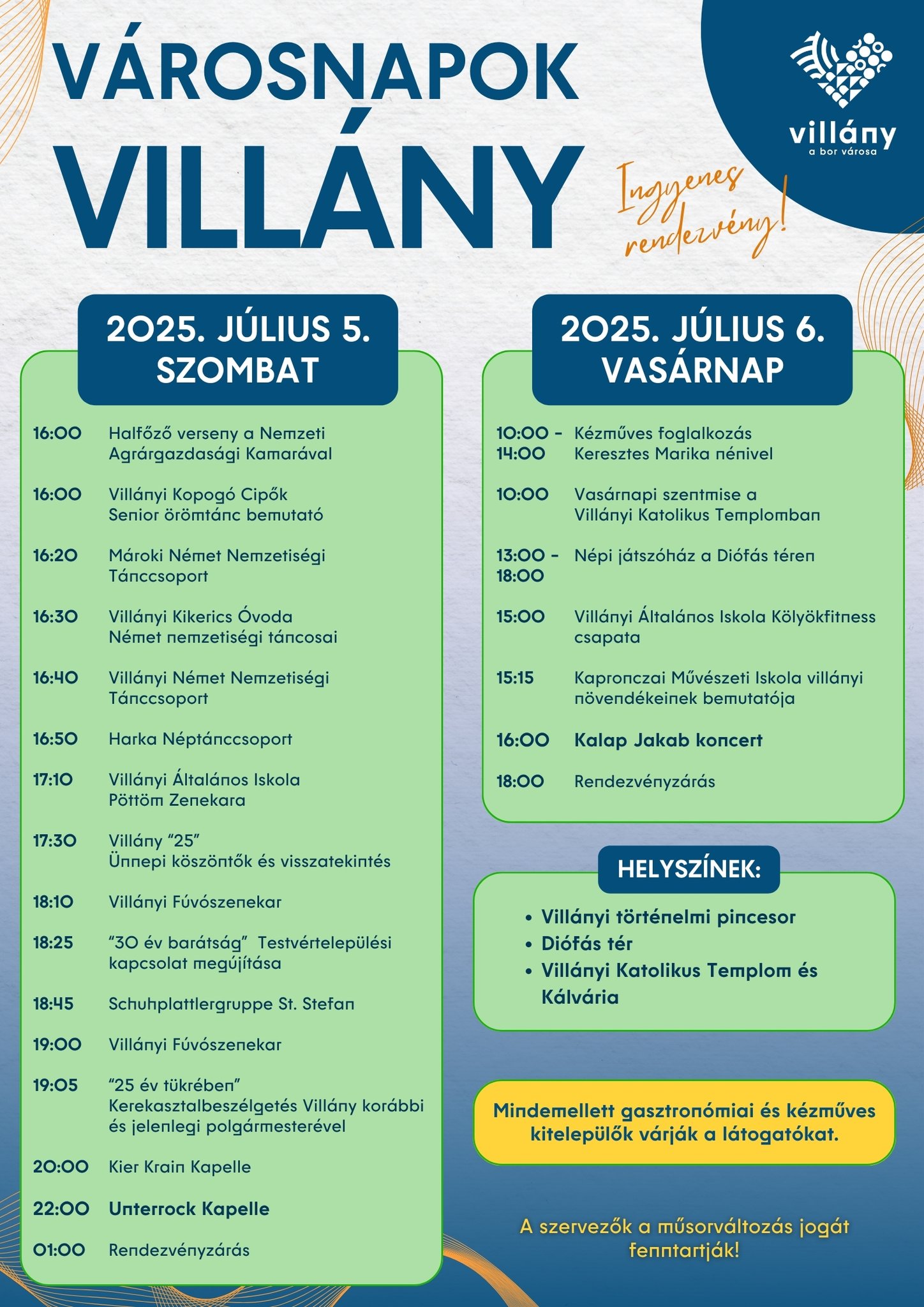 Városnapok Villány 2025.07.05-06