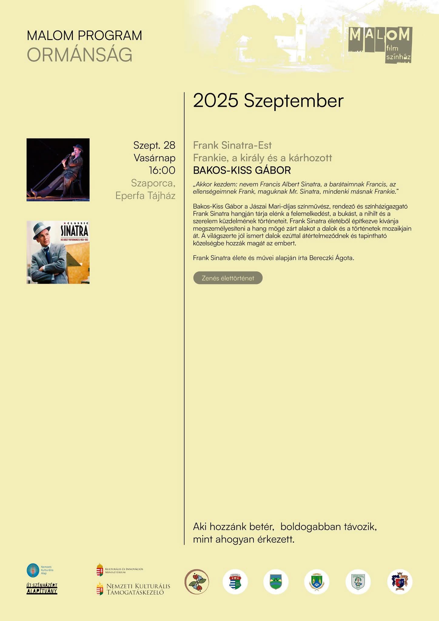 Frank Sinatra est Szaporcán, az Eperfa Tájházban, Bakos-Kiss Gábor előadásában, 2025.09.28.