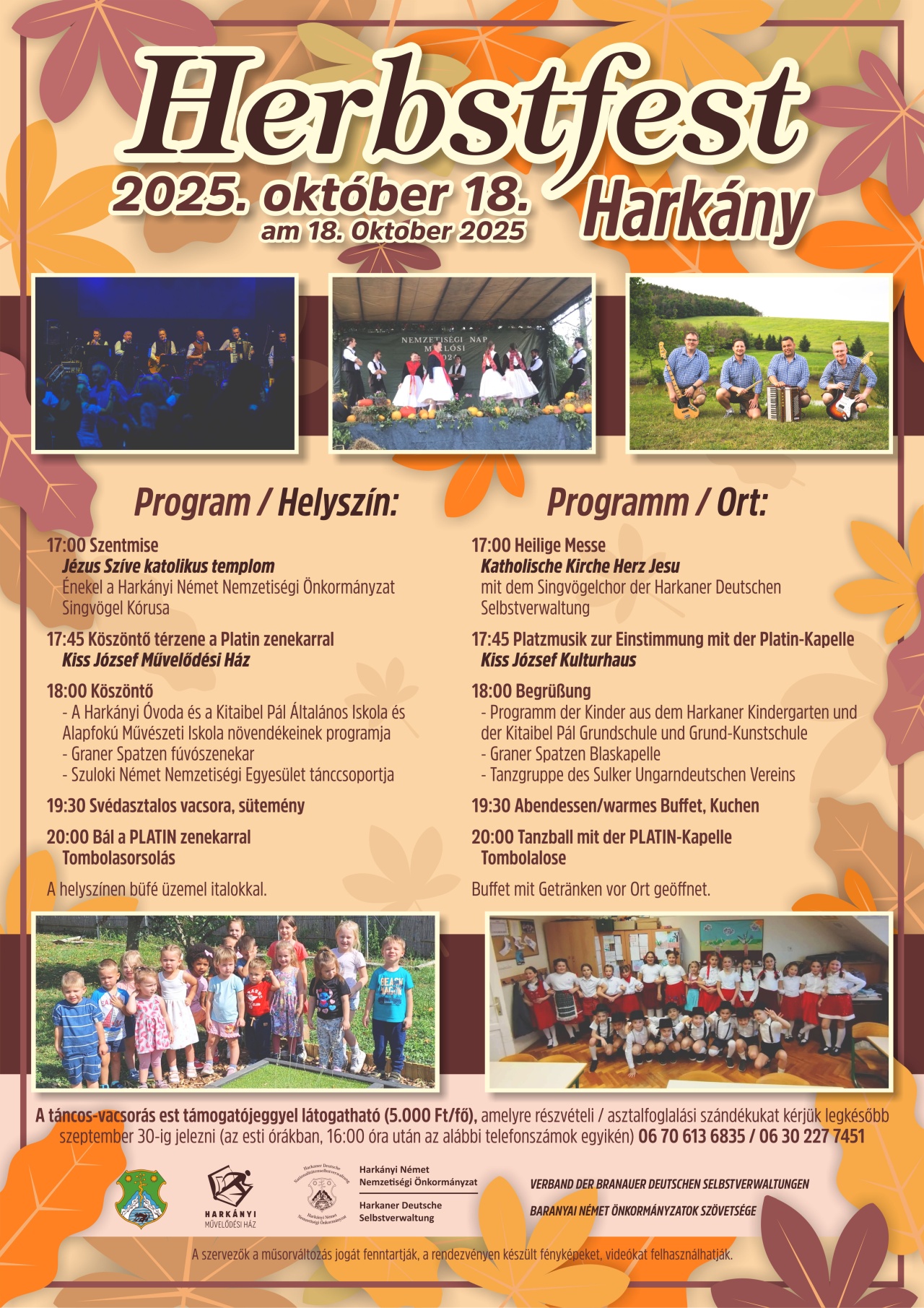 Herbstfest Harkányban, német nemzetiségi rendezvény szentmisével, tombolával és bállal, 2025.10.18.