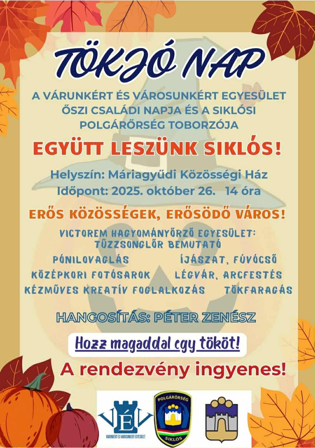 TökJó nap Máriagyűdön, családi programokkal, légvárral, arcfestéssel, 2025.10.26.