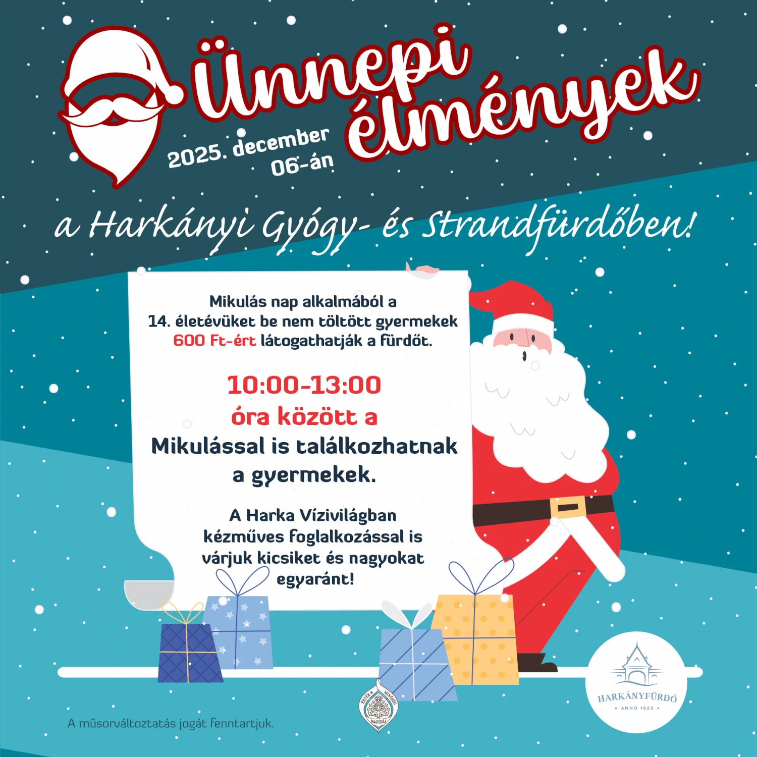 Megérkezik a Mikulás a Harkányi Gyógyfürdőbe!