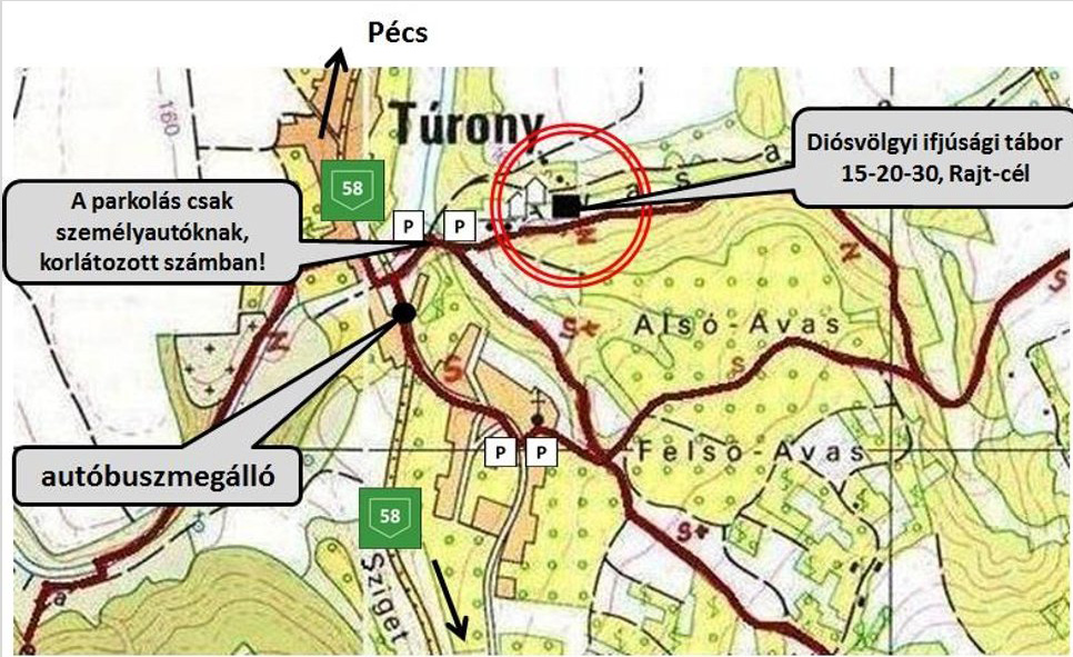 Tenkes Teljesítménytúra 2026 - 15 és 20 km-es táv kiindulási és érkezési pontja