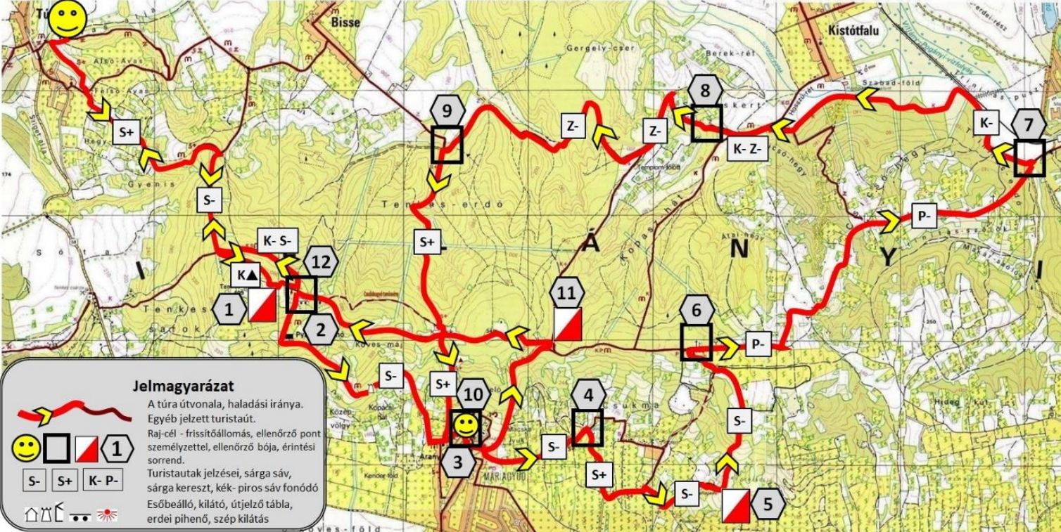 Tenkes Teljesítménytúra 2026 - 30 km-es maratoni táv útvonala